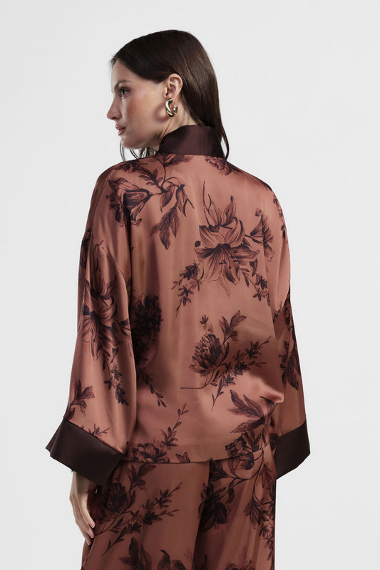 Blazer stampato a fiori con maniche ampie