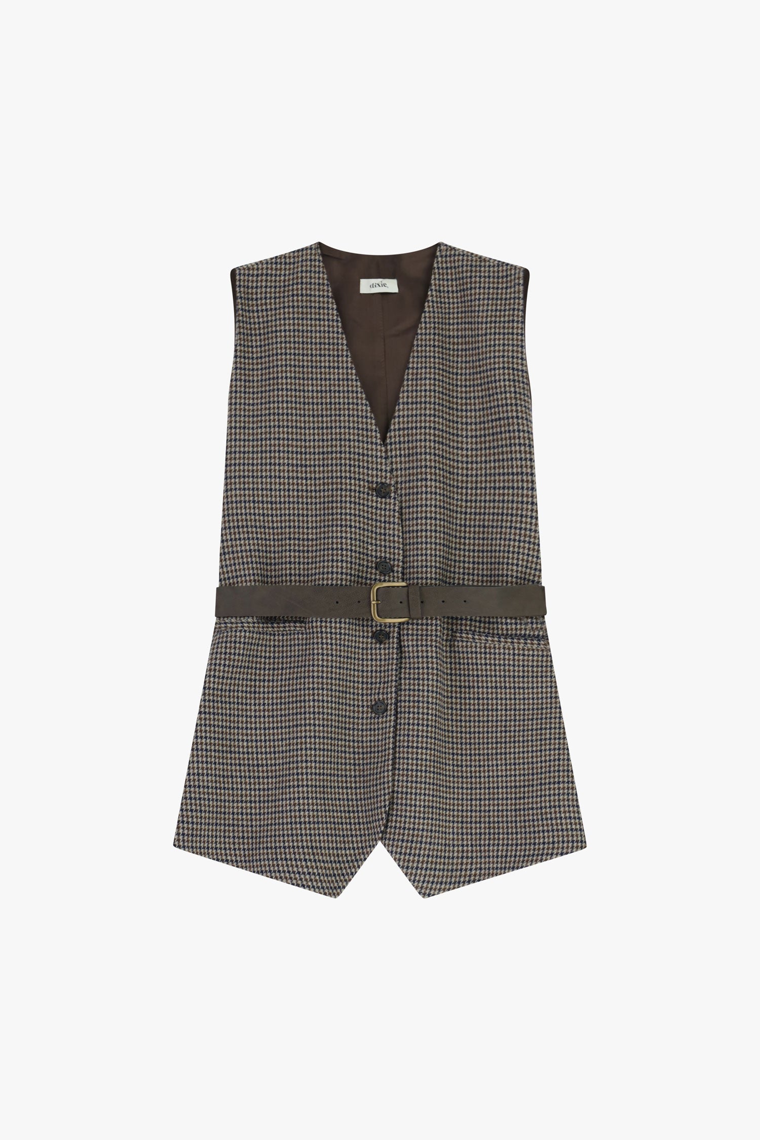 Gilet fantasia pied de poule con cintura