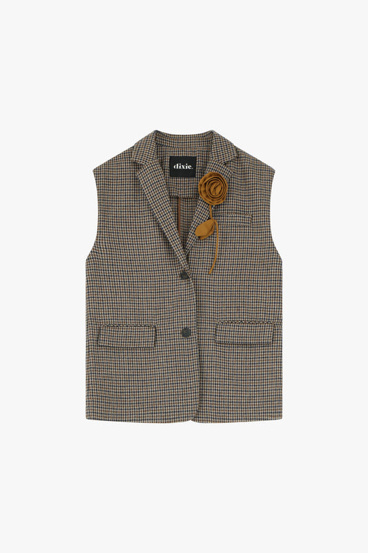 Gilet con fiori e bottoni