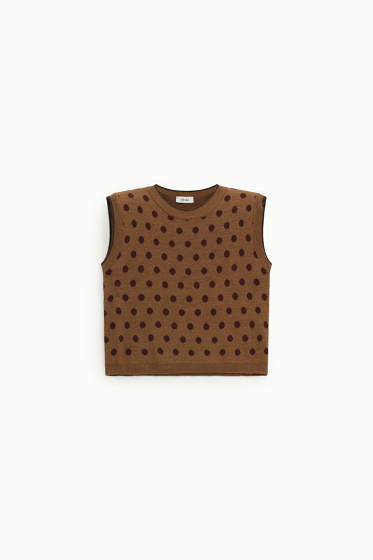 Maglione smanicato girocollo a pois