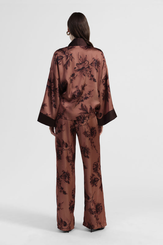 Pantaloni palazzo fantasia floreale vita alta