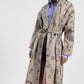 Trench-coat lungo fantasia disegni cintura in vita