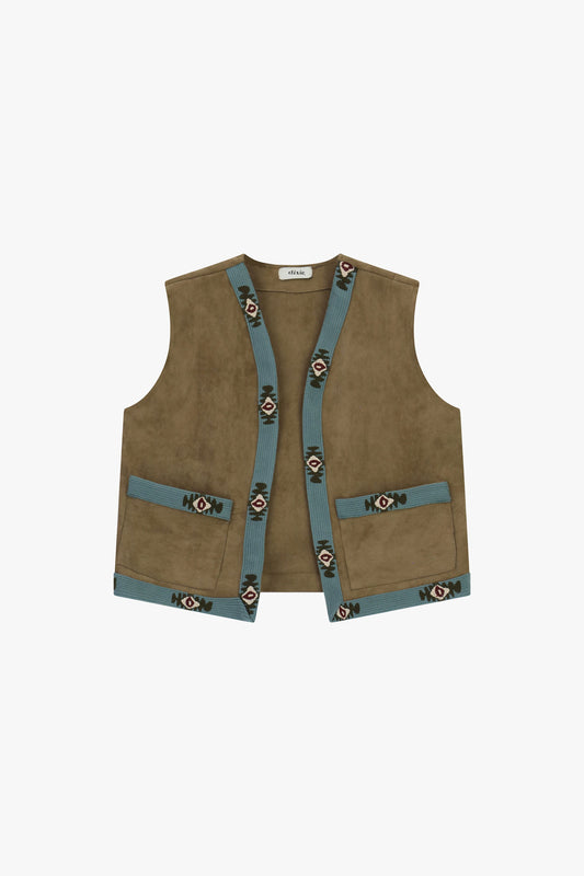 Gilet senza maniche con passamaneria ricamata