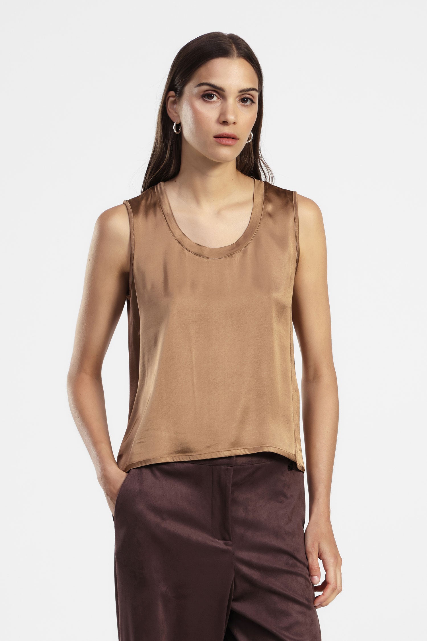 Canotta casual con scollo tondo