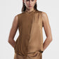Top smanicato colorblock con collo alto