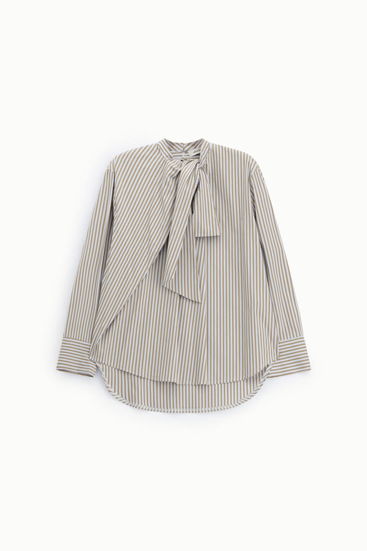 Blusa a righe con fiocco e maniche lunghe