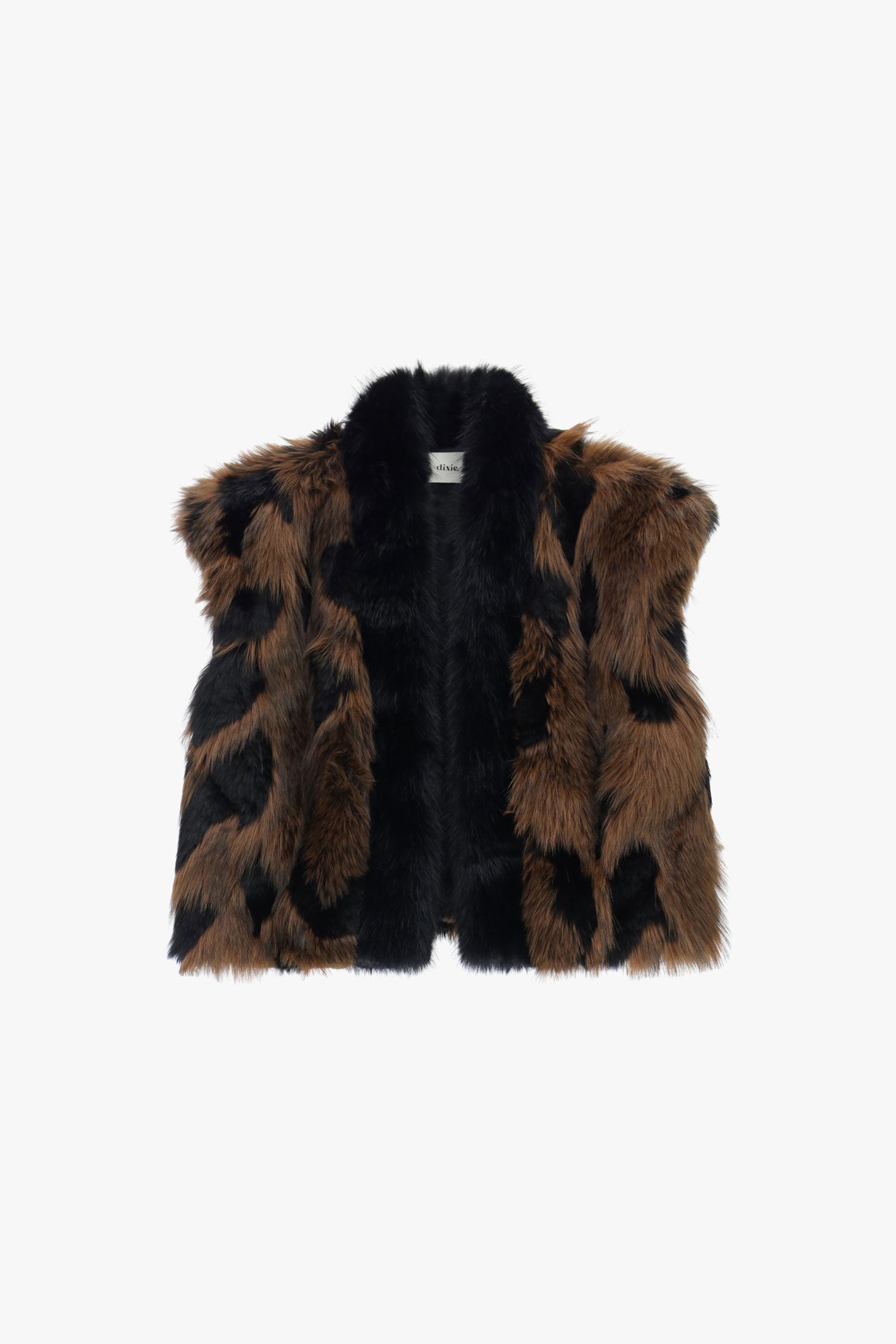 Eco-fur senza maniche effetto animalier lungo regular