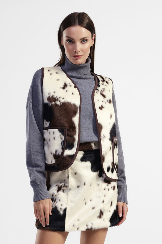 Gilet senza maniche stampa maculata