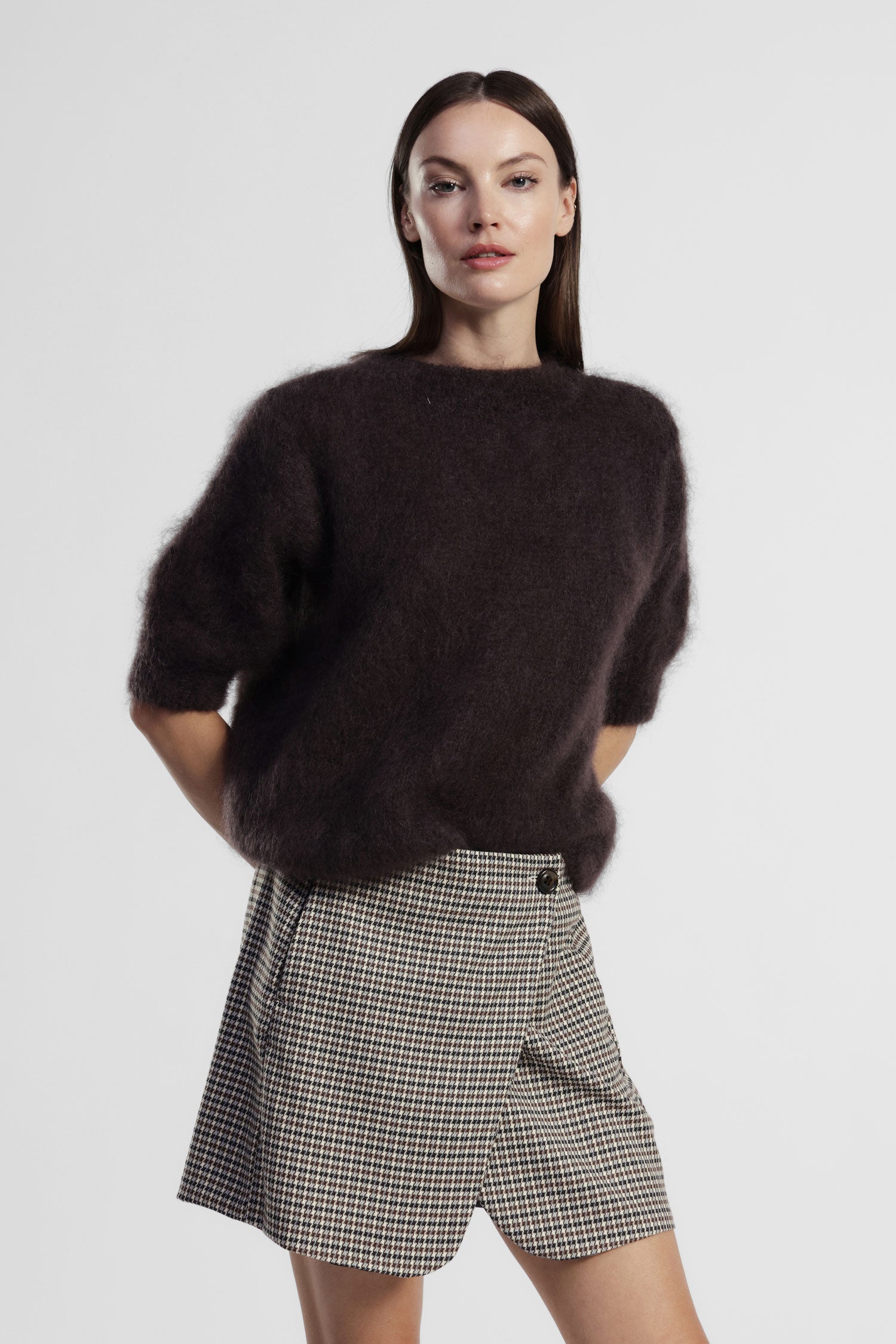 Maglione girocollo fit morbido manica 3/4 donna