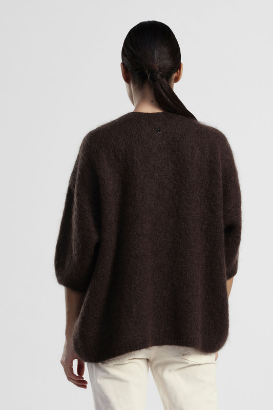 Maglione oversize maniche tre quarti collo giro