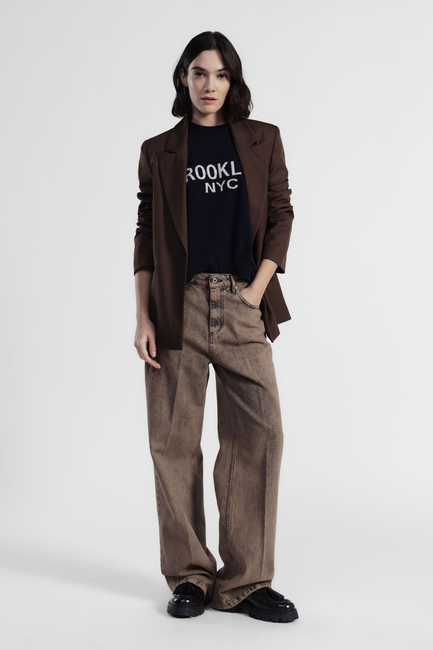 Jeans a gamba larga vita alta