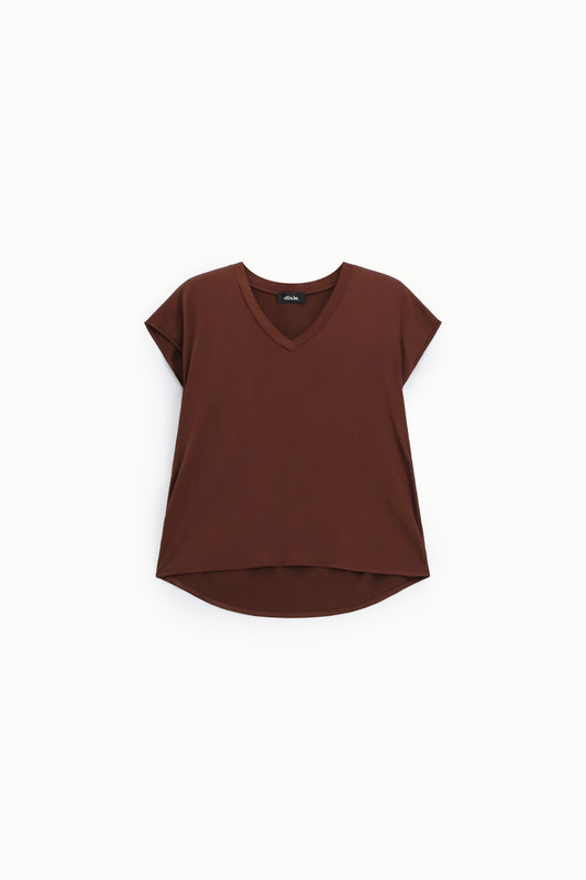 Camicia con scollo a v e maniche corte