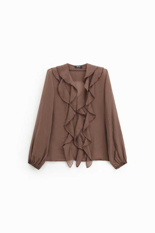 Camicia con volants decorativi