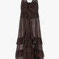 Vestito lungo con balze e spalline