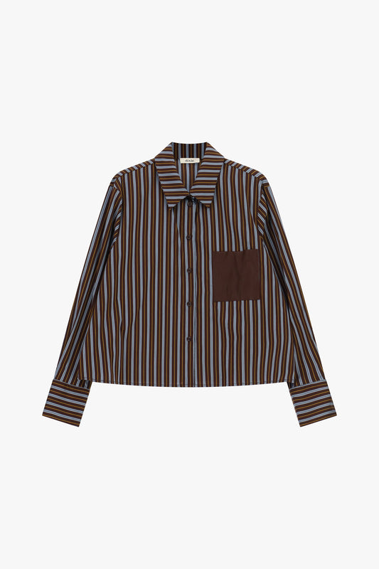 Camicia a righe con tasca applicata a contrasto