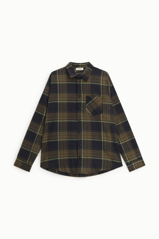 Camicia a quadri con tasca e maniche lunghe