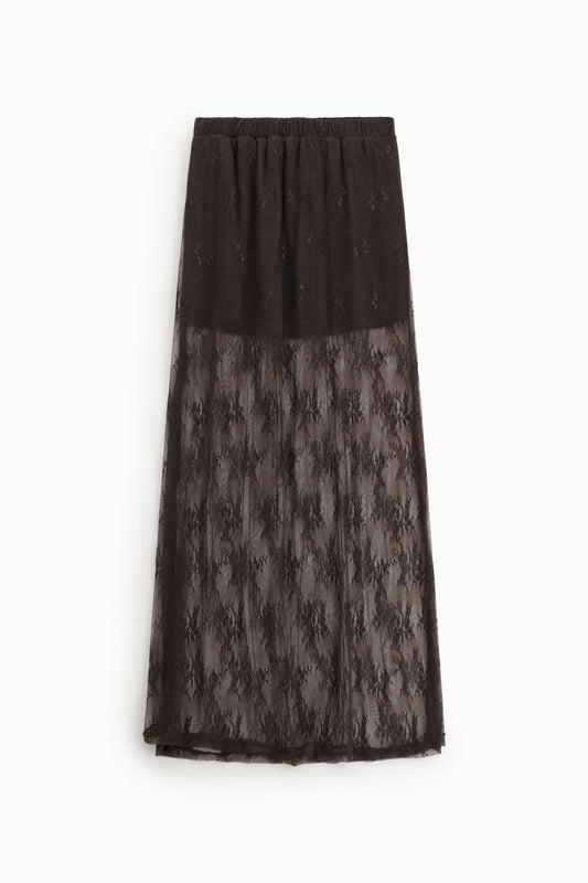 Gonna lunga con strato di pizzo trasparente