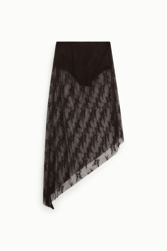 Gonna lunga asimmetrica in tulle con motivo floreale