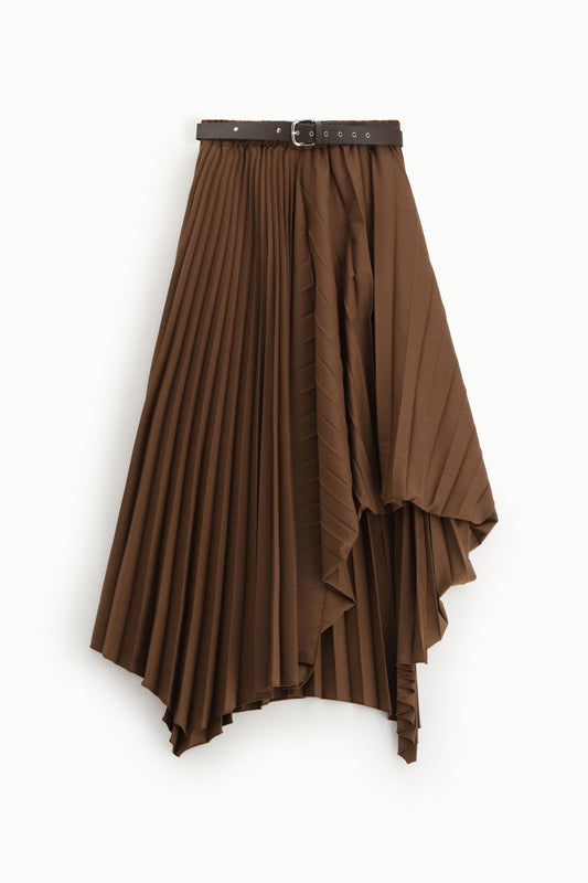 Gonna plissé asimmetrica con cintura