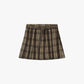 Gonna corta a pieghe fantasia scozzese con cintura