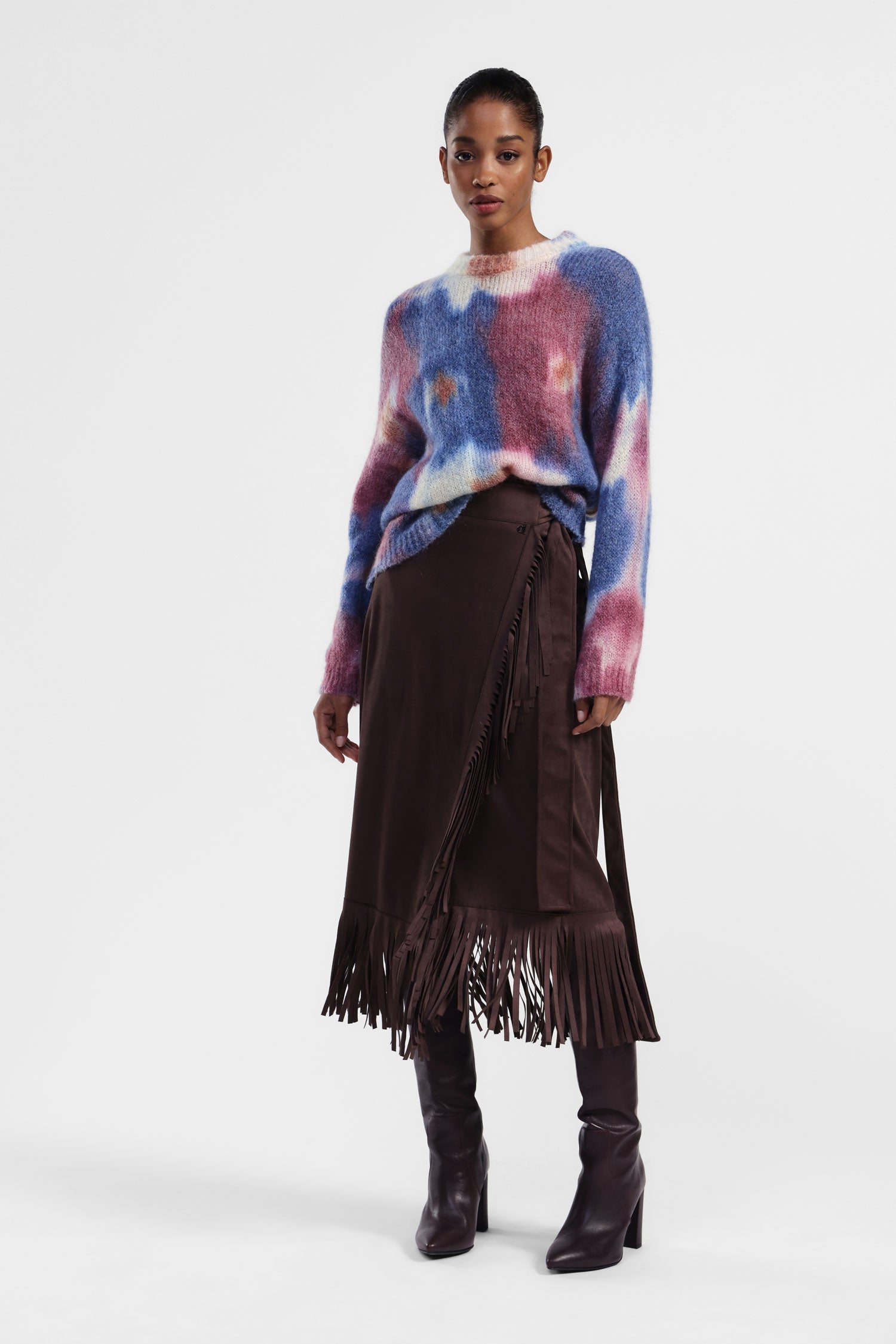 Gonna media con frange laterali