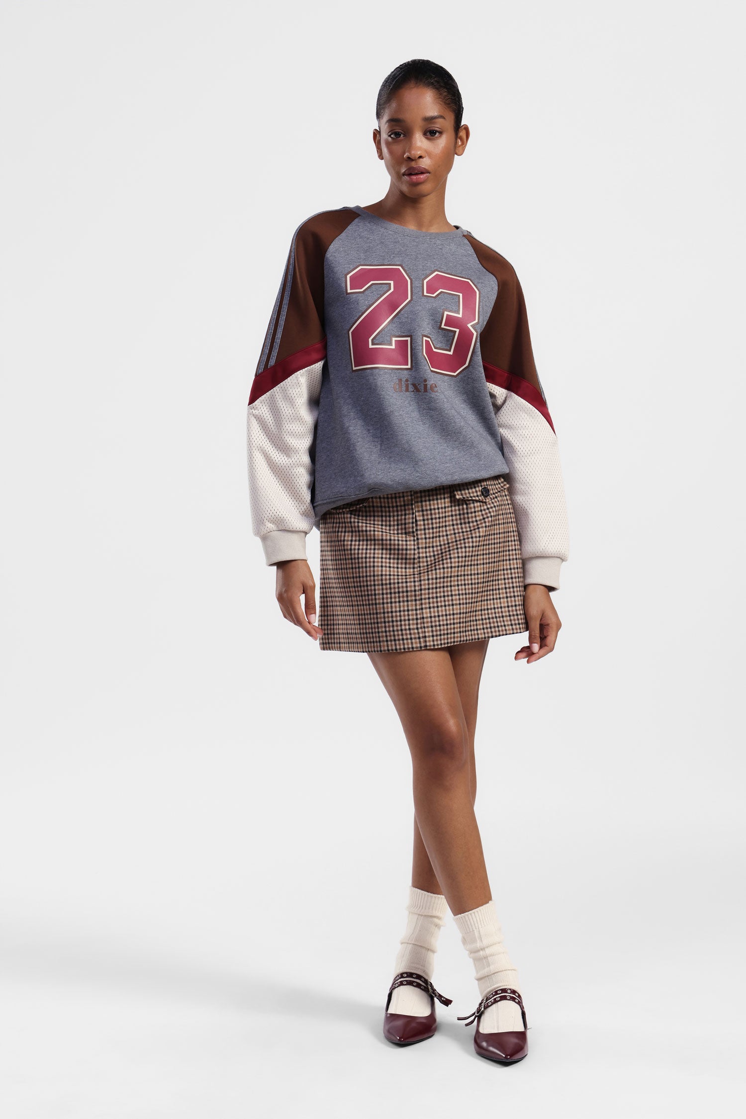 Gonna a quadri con tasche anteriori