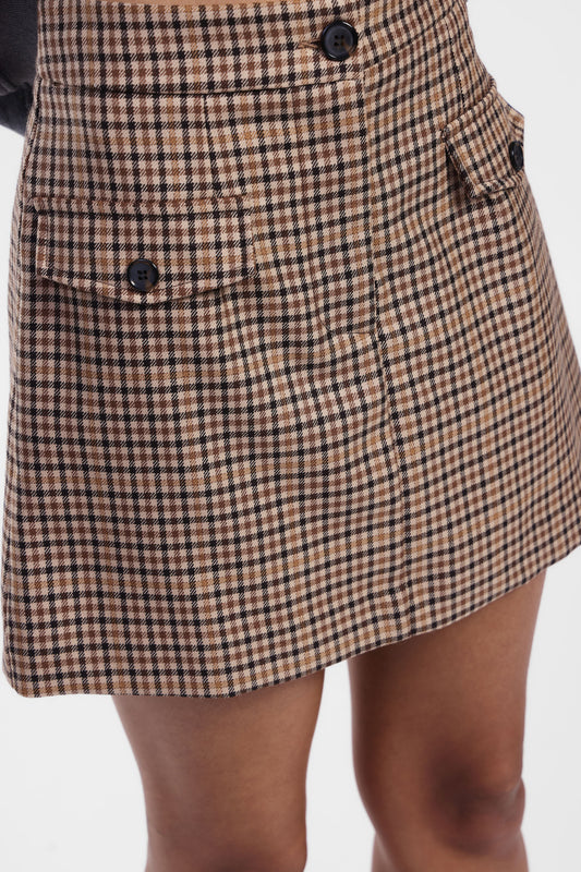 Gonna a quadri con tasche anteriori