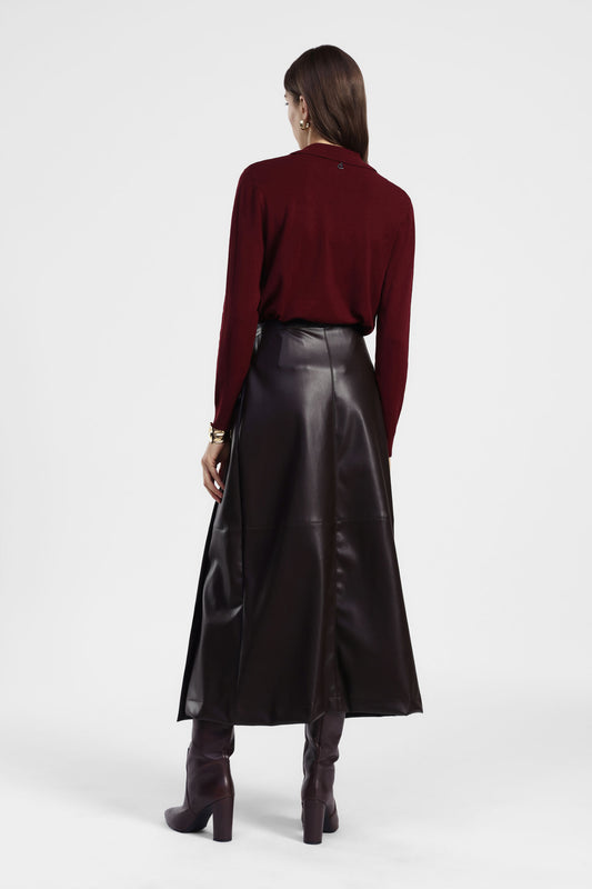 Gonna lunga a portafoglio in similpelle vita alta