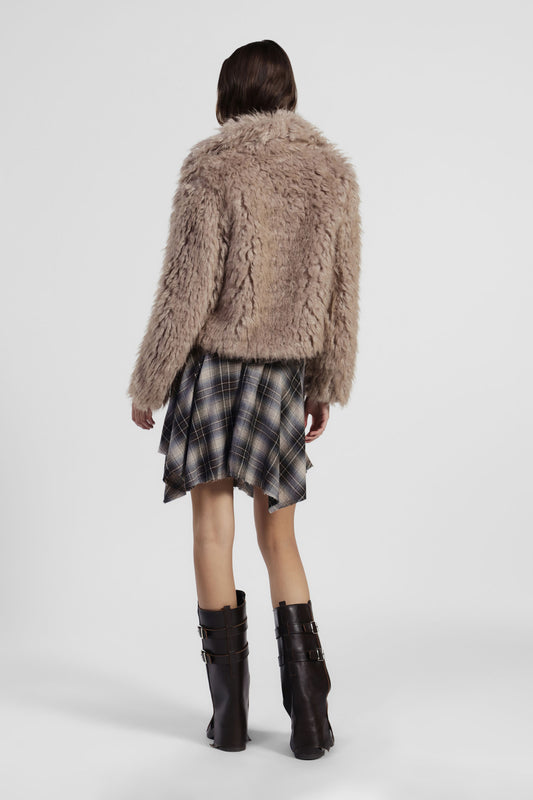 Gonna corta fantasia scozzese con cintura annodata