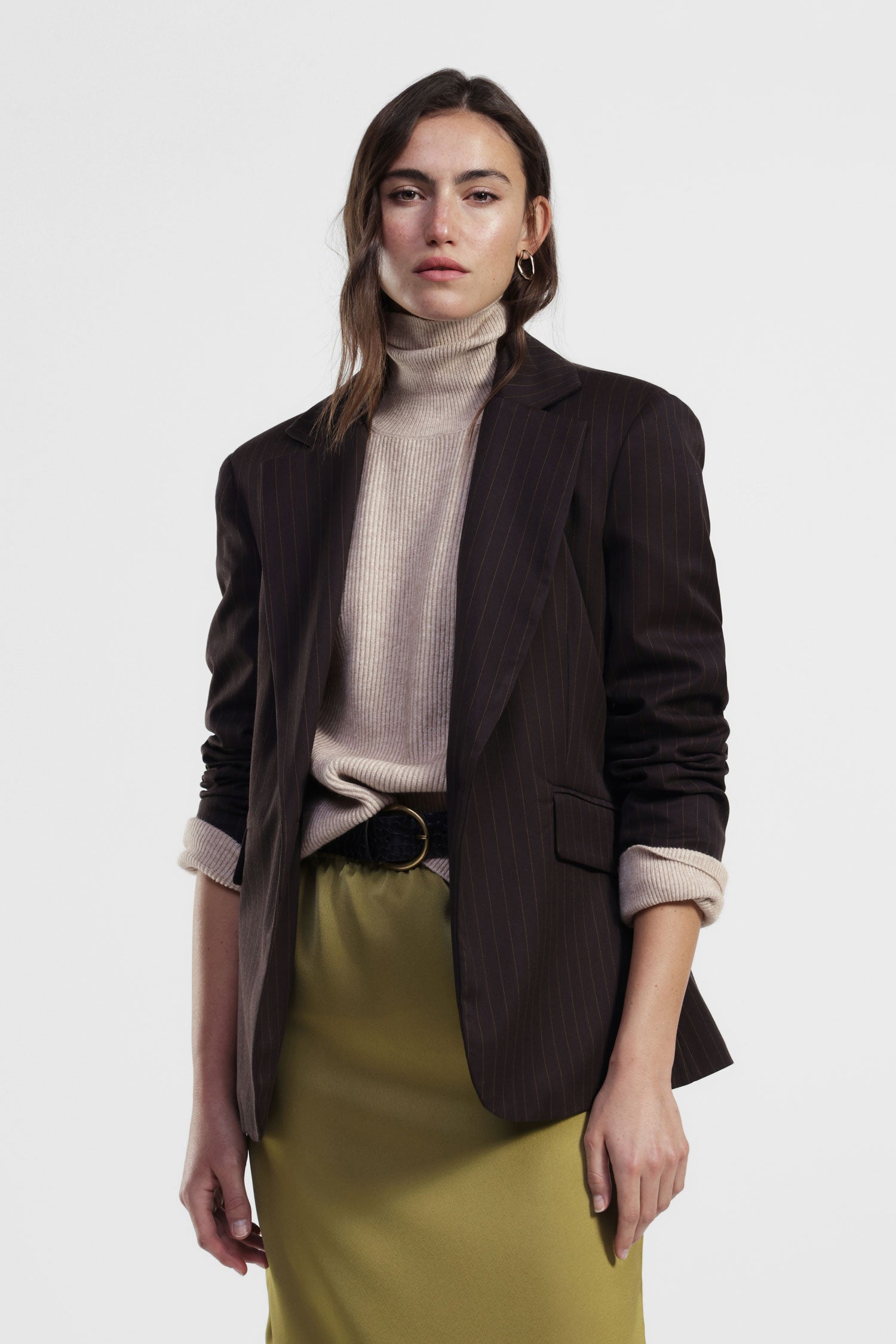 Blazer gessato monopetto con rever classico