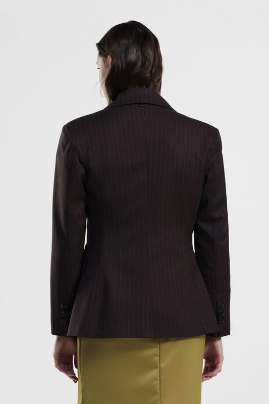 Blazer gessato monopetto con rever classico