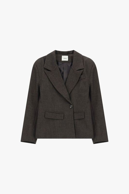 Blazer corto con tasche a patta e chiusura a bottone