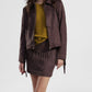 Blazer con frange, zip frontale e tasche
