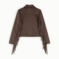 Blazer con frange, zip frontale e tasche