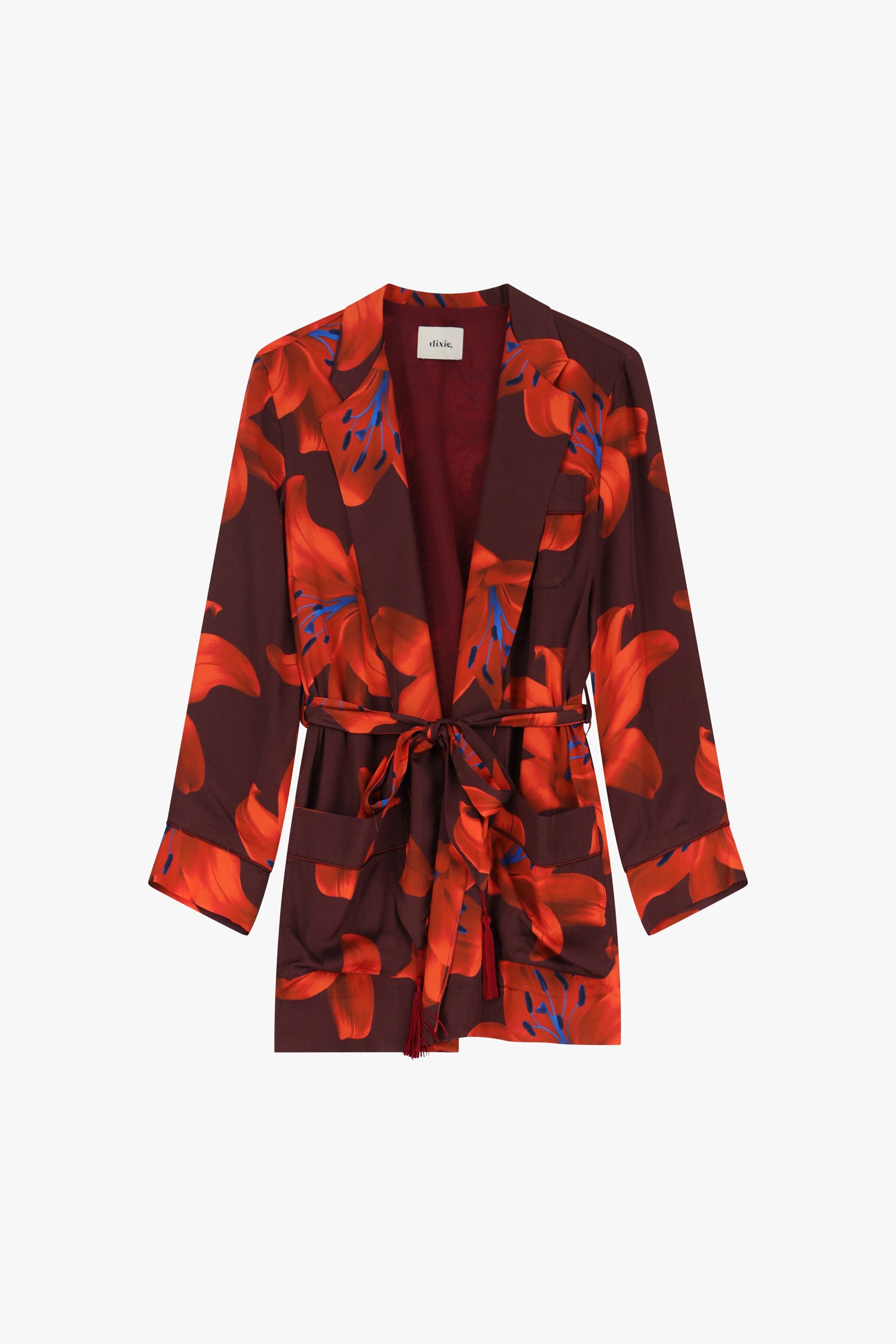 Blazer con stampa floreale e cintura