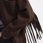 Giubbotto effetto suede con frange e chiusura bottoni