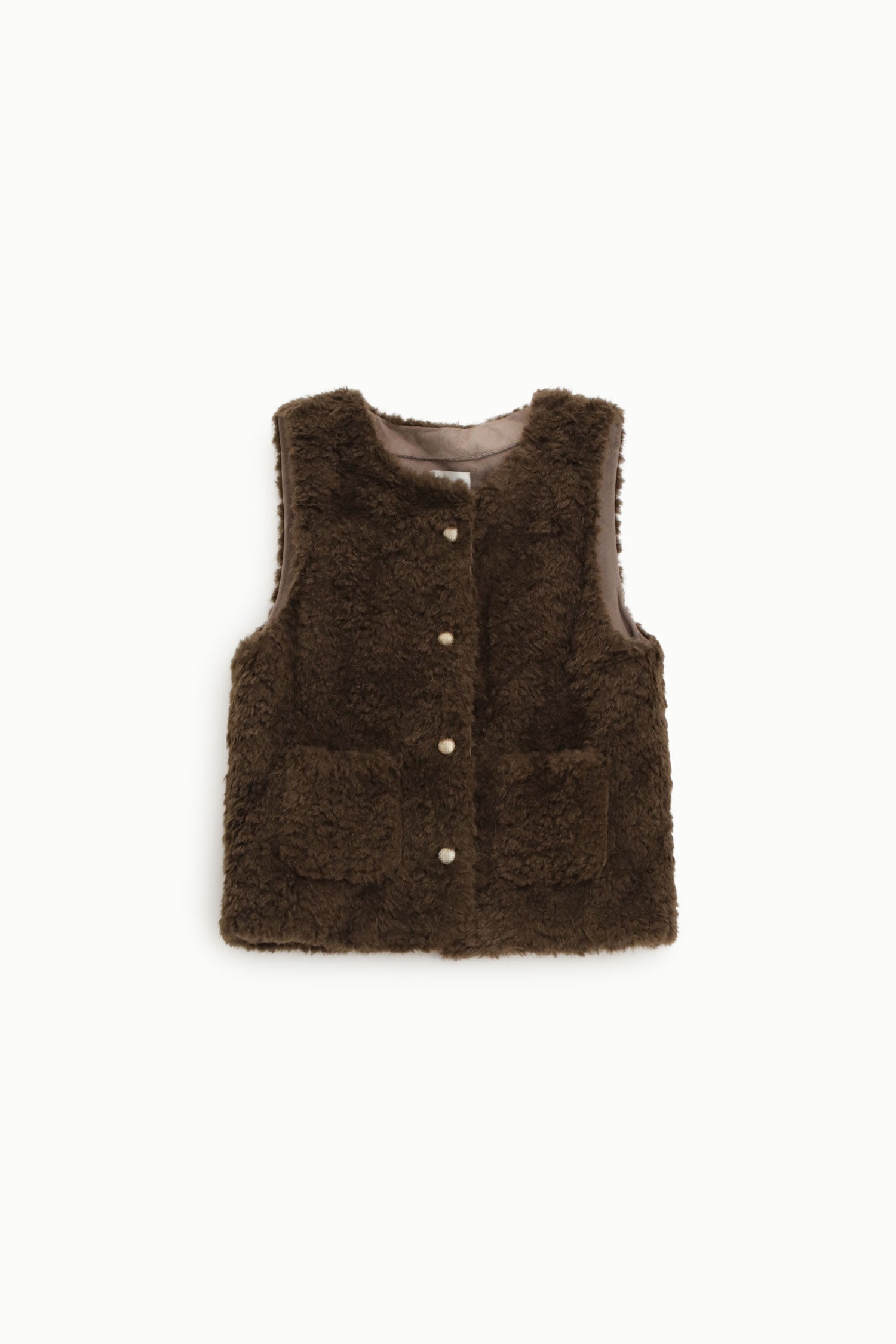 Gilet senza maniche effetto pelliccia con tasche