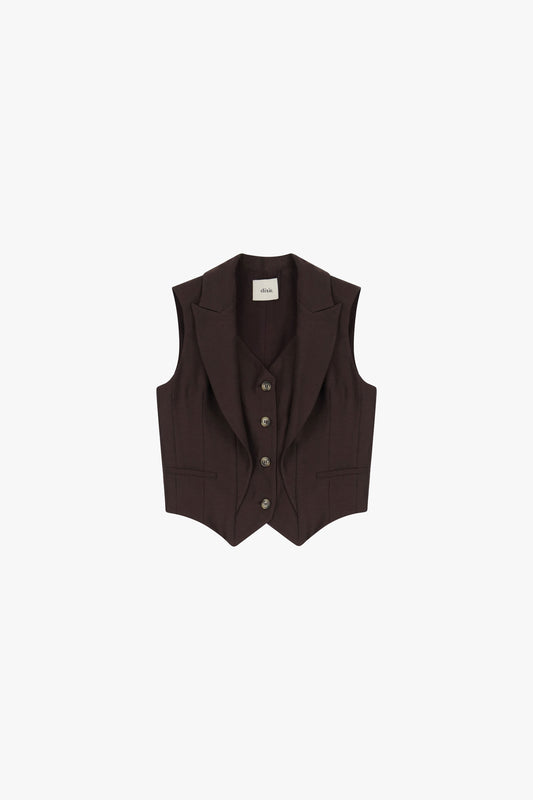 Gilet con collo a rever e tasche