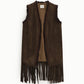 Cappotto smanicato con frange lunghe