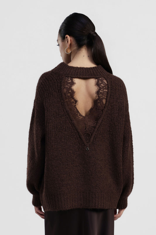 Maglione girocollo a maniche lunghe lavorazione a coste