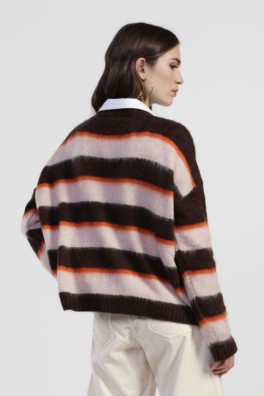 Maglione a righe girocollo vestibilità morbida