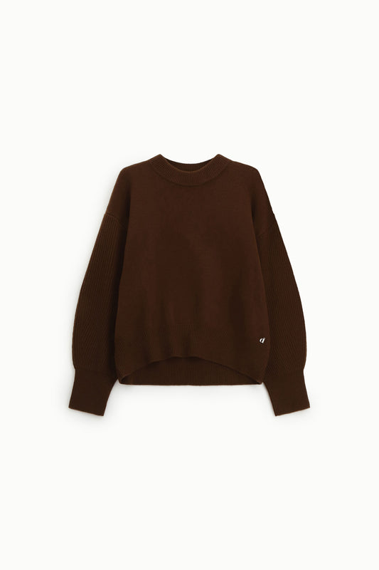 Maglione girocollo fit ampio con bordo a costine
