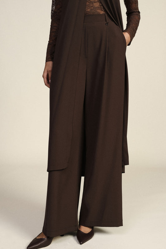 Pantaloni palazzo vita alta con pince