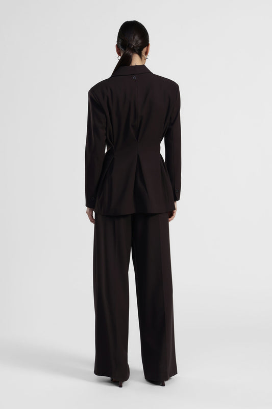 Pantaloni palazzo a vita alta con pinces frontali