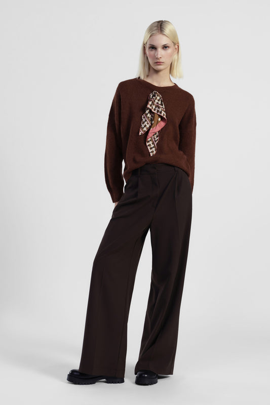 Pantaloni palazzo vita alta con pince