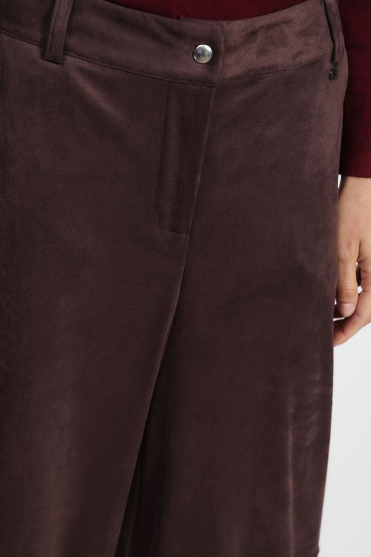 Pantaloni palazzo a vita alta con cucitura a contrasto