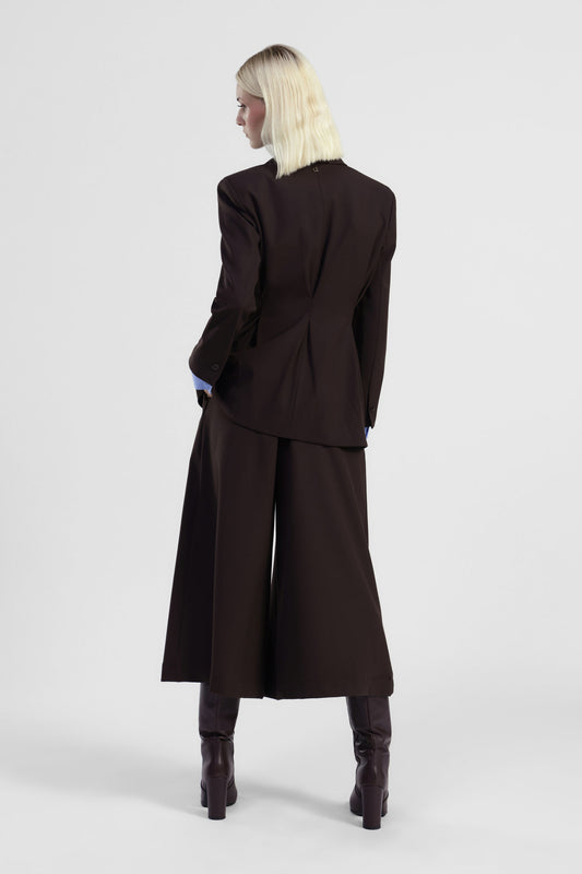 Pantaloni palazzo ampi con vita alta e pieghe