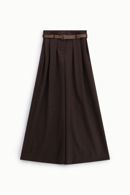 Pantaloni palazzo a vita alta con cintura