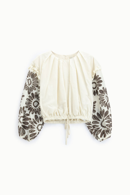 Giacca camicia con maniche a palloncino stampate