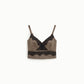Top corto con spalline sottili e inserto pizzo